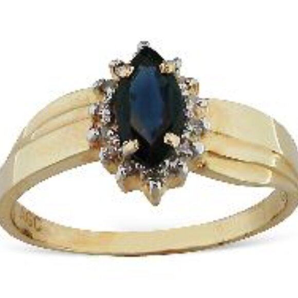 14Kt Yellow Gold Sapphire and Diamond Halo Ring